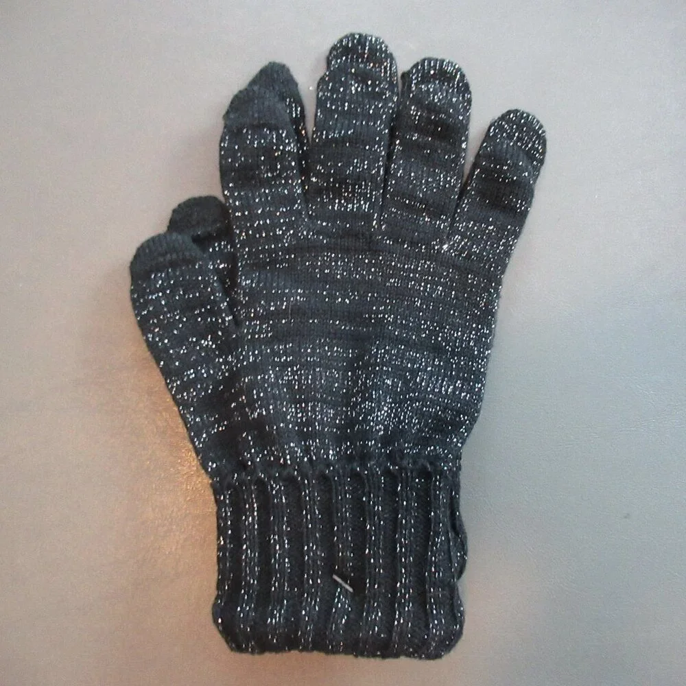 Style & Co. Women's Knit Gloves, Black Shine Sparkle, One Size